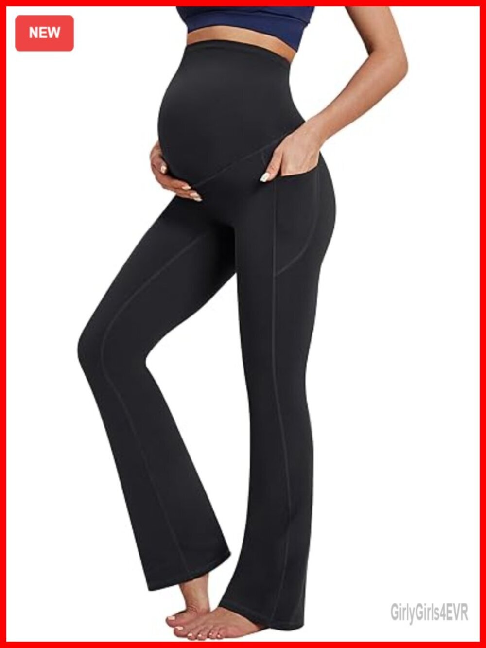 Fleece Lined Maternity Pants Flare Leggings Yoga Pants Work Pregnancy Clothes